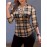 Plaid Print Tie Front Blouse, Casual Long Sleeve Blouse For Spring & Fall, Women's Clothing