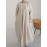 Solid Pleated Hem Maxi Dress, 3/4 Sleeve Loose Crew Neck Dress, Casual Dresses For Spring & Fall, Women's Clothing