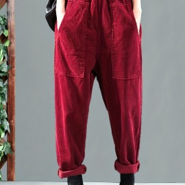 Slant Pockets Harem Pants, Casual Loose Pants For Spring & Summer, Women's Clothing